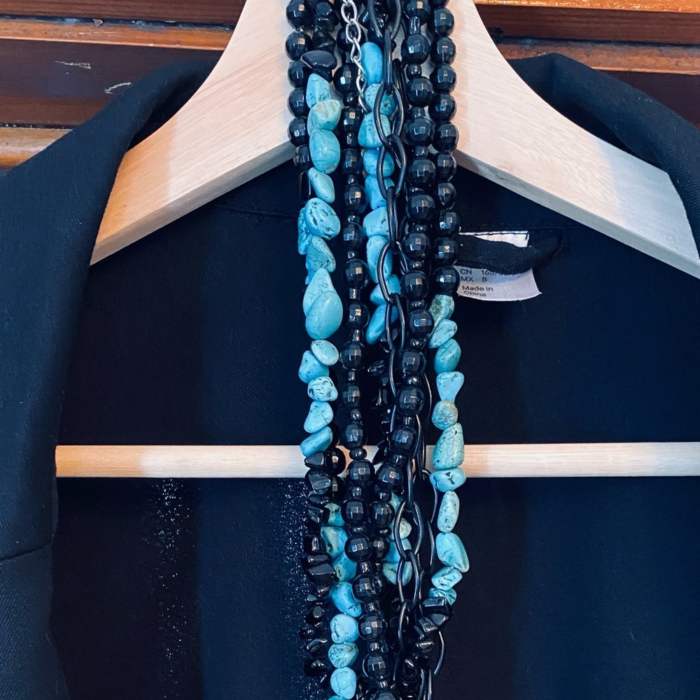 Multi Layer Necklace Turquoise Black